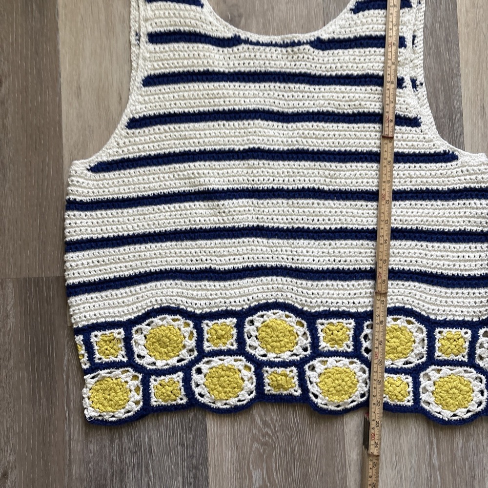 Maeve By Anthropologie Crochet Hem Sweater V Neck Tank Granny Square Boho XL - Picture 11 of 12